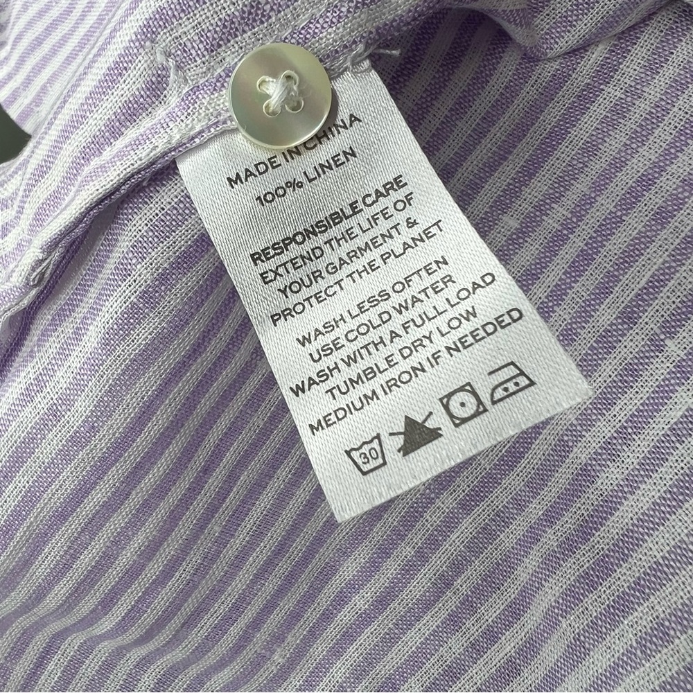 Hill House Home Lilac Purple Stripe Laura Pinstripe Linen Shirt Dress Small - Picture 6 of 8